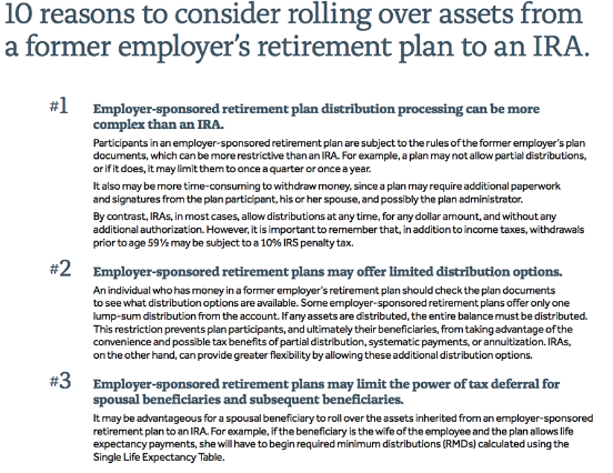 10 reasons to consider rollover from old employer
